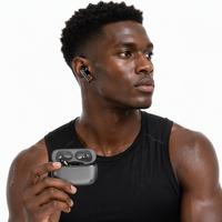 Max60 TWS Nirkabel Stereo Semi-in-Ear untuk Earbud 5.4 Daya Tahan Lama Latensi Rendah IPX4 Tahan Air Kontrol Sentuh Peredam Kebisingan ENC