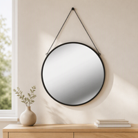 Vente en gros Miroir circulaire de décoration intérieure Cadre en acier inoxydable avec chaîne amovible pour vanité de salle de bain Mur de salon
