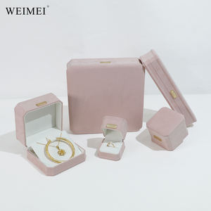 Boîte d'emballage pour bijoux en daim de forme octogonale WEIMEI, couleur rose, pour bague, collier, pendentif, bracelet, présentoir - Product Image 6