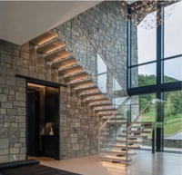 Escalier flottant moderne de Foshan, escalier droit personnalisé avec poutre simple et garde-corps tubulaire pour bureau intérieur