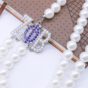 Neue stilvolle Schwestern schaft Zeta Phi Beta Symbol Logo Charm und 2 Reihen weiße Perlenkette Herstellung griechische ZPB Soror Schmuck Halskette - Product Image 4
