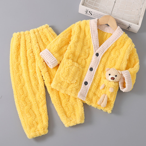 <span class=keywords><strong>Pyjama</strong></span> d'hiver épaissi en molleton de corail décontracté pour garçons et filles costume automne hiver vêtements de maison - Product Image 4