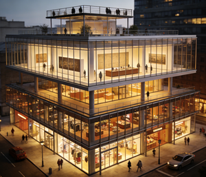 Bâtiments commerciaux modernes en structure acier préfabriquée, salles d'exposition, restaurants, librairies, cafés, magasins de vêtements - Product Image 1