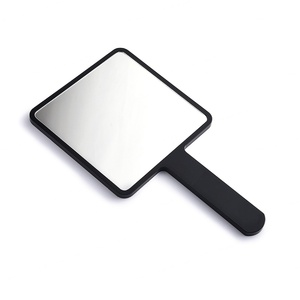 Hot Selling Custom Logo ABS Plastic Black Color <b>Square</b> Handheld Makeup <b>Mirror</b> - Product Image 3