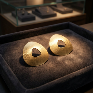 Women's Geometric Gold Plated Stud <b>Earrings</b> with <b>Pearl</b> <b>and</b> <b>Diamond</b> Accents - Product Image 3