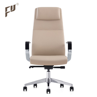 Fauteuil de bureau exécutif Furicco en cuir, design européen moderne, noir, dossier haut, écologique, mécanisme synchronisé