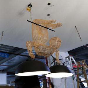 Roll Over Sculpture Art Pendant Lights Hanging <b>Lamp</b> Modern LED Chandelier Lights - Product Image 3