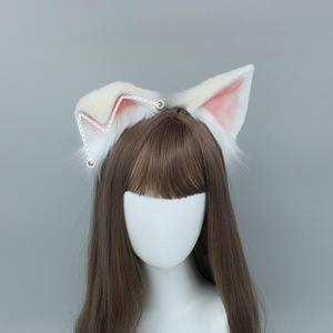 E0021 Bandeau d'oreille d'animal fait à la main pour Cosplay Ahri inspiré cerceau de cheveux en fausse fourrure accessoire de costume d'anime Halloween et fête à thème - Product Image 6