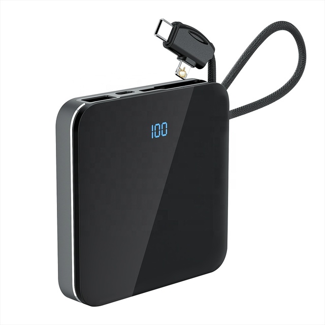 Konfulon Best Quality Android Mini Power Bank 10000mAh Capacity Build-in Cable Portable Power Bank High Quality for Smart Phone