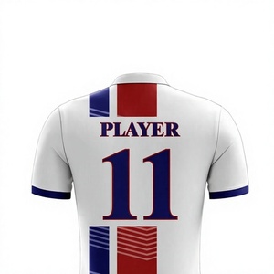 Ensemble de maillots de football unisexes respirants personnalisés sublimés, grande taille, imprimé géométrique bleu sarcelle noir blanc, col rond/col en V, manches courtes - Product Image 2