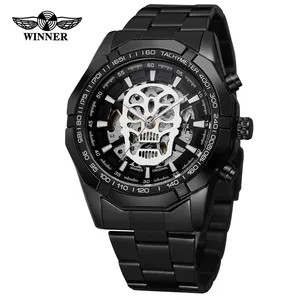 WINNER 486 Relojes mecánicos Pulsera Venta caliente Calavera Esqueleto Reloj Acero Manos luminosas Relojes de pulsera automáticos para hombres Reloj para hombres - Product Image 4