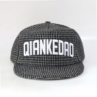 Casquette de baseball à visière plate en coton 100% tissé pied-de-poule, broderie 3D en relief, snapback unisexe, mode hip-hop streetwear