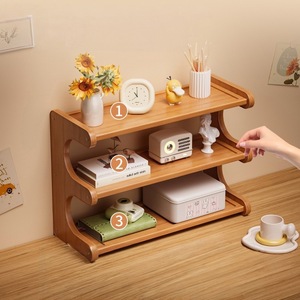 Desktop Cup Organizer 3 Tier Wooden <b>Storage</b> Rack For Office Desk Tea Set Display <b>Shelf</b> Multifunctional Organizer - Product Image 3