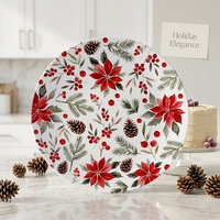 Plateau à gâteau de Noël rond professionnel de 12 pouces avec motif de baies d'églantier, base en carton ondulé résistant et anti-graisse pour les fournitures de boulangerie