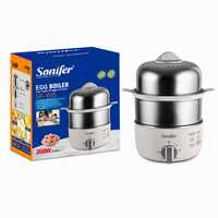 Sonifer SF-1515 nouveau usage domestique électrique rapide cuiseur à oeufs boîtier automatique bouilli vapeur ménage acier inoxydable chaudière à oeufs