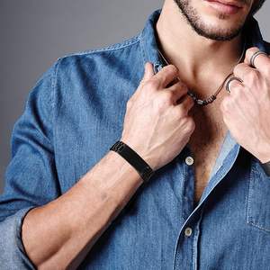 Bracciale da uomo elegante in acciaio inossidabile con cinturino <span class=keywords><strong>maschile</strong></span> personalizzato gioielli regalo per l'anniversario del papà padre fidanzato - Product Image 2