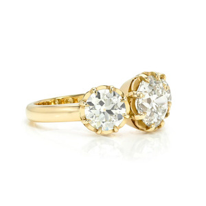 Nhẫn nữ bạc 925 mạ vàng 14k, đính 3 viên đá moissanite VVS, kiểu dáng cổ điển, viền răng cưa, 2ct, trang sức đặt làm riêng - Product Image 2