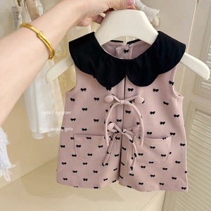 Child Star Circle Girls Sleeveless Cotton Dress With Petal Collar Summer Breathable Vest Style - Product Image 3