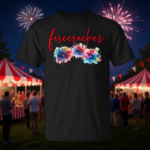 T-shirt promotionnel personnalisable pour femmes, motif Feux d'artifice du 4 juillet - Product Image 3