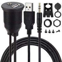 Câble d'extension USB 3.0 mâle-femelle noir étanche 5A à charge rapide pour tableau de bord de voiture/bateau, montage encastré, blindage tressé