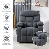 Canapé relaxant moderne européen une place, mobilier de salon, chaise inclinable avec fonction massage et cadre extensible en tissu