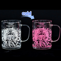 Vente en gros de mugs à bière en verre magique personnalisés, tasses transparentes à changement de couleur avec portrait, tasses créatives pour café et lait