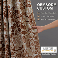 Tissu en velours coupé à motifs floraux, 450 à 520 g/m², en polyester tricoté, motif branche de fleur, pour ameublement de canapé, chaise, décoration d'hôtel