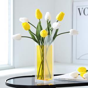 Flores de Tulipán Artificiales Blancas, Amarillas y Rosas de PU, Alta Simulación, Decoración para el Hogar, Accesorios para Bodas, Decoración de Primavera, Reutilizables y Reciclables - Product Image 1