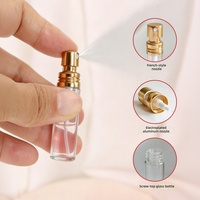 Flacon d'échantillon de parfum cylindrique de 10 ml, vaporisateur à pompe en verre français, échantillon de cosmétiques, distributeur de voyage
