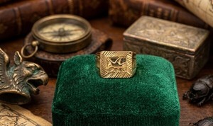 DIVYORO Classic Gold Plated Mens <b>Ring</b> Copper and Brass Fashion Jewelry Premium <b>Statement</b> Finger <b>Ring</b> for Everyday and Occasion - Product Image 4