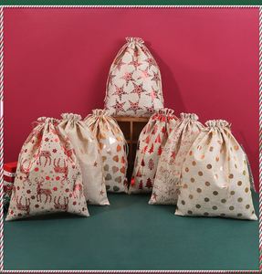 Wholesale Christmas Design Drawstring Gift <b>Bags</b> Reusable Burlap Hemp Jute Linen in Stock - Product Image 2