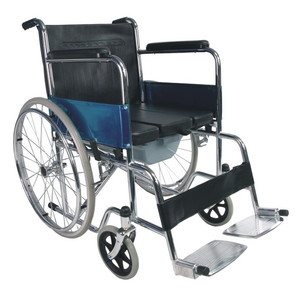 Fauteuil roulant manuel pliant en acier avec <span class=keywords><strong>commode</strong></span> Fauteuil roulant de toilette léger - Product Image 1