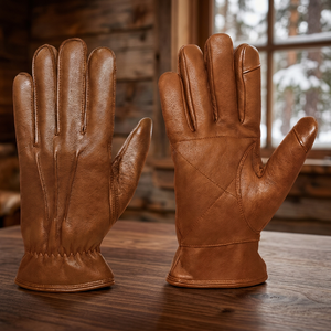 Gants d'équitation pour hommes en cuir épais, doublés de cachemire respirant, chauds pour l'hiver, à usage quotidien, compatibles avec les écrans tactiles - Product Image 3