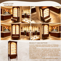 Vitrine à bijoux vintage en bois avec éclairage LED, porte en verre antique, tiroir de rangement pour l'affichage de bijoux