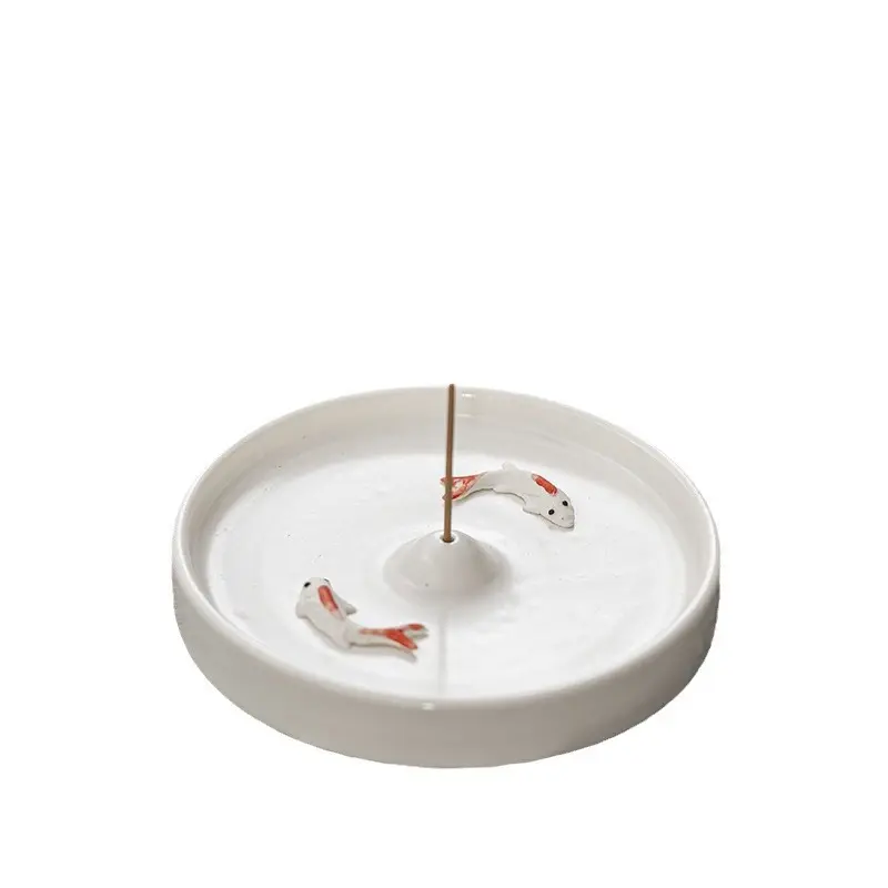 Japanese White Ceramic Cone Incense Holder Stick Incense and Holder