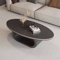 Table basse de forme irrégulière en dalle de pierre ovale, design moderne et minimaliste, idéale pour les petits espaces de vie et l'usage domestique.