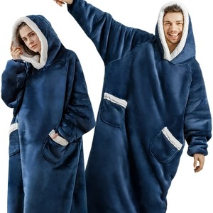 Sudadera con Capucha Tipo Manta Unisex Extra Grande, Forrada de Sherpa, con Bolsillos, Cálida para el Invierno, para Estar en Casa, Dropshipping - Product Image 4