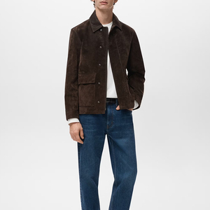 Zipper Closure Streetwear Style Leather <b>Jacket</b> High Selling Long Sleeved Premium Quality Made <b>Men</b> <b>Suede</b> Leather <b>Jacket</b> - Product Image 3