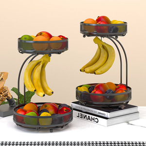 Panier à fruits chaud avec crochet pour bananes, panier à fruits à <span class=keywords><strong>2</strong></span> niveaux, en vente - Product Image 2