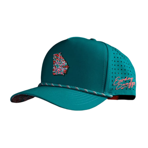 Teal Baseball <b>Cap</b> With Floral Embroidery Patch 6-Panel Adjustable Mesh Hat For Adults Casual Spring <b>Summer</b> Wear - Product Image 2