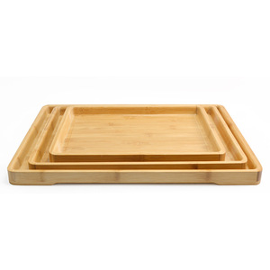 Plateau en bambou Huixing rectangulaire aux coins arrondis pour servir le thé, présenter et ranger les fruits, les légumes, le pain, en matériau naturel - Product Image 5