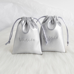 Pu Leather Jewelry Storage Bags <b>Drawstring</b> <b>Pouches</b> For Earbuds And Jewelry 8x10cm 15x20cm 10x15cm 13x18cm 9x12cm 7x9cm 12x16cm - Product Image 2