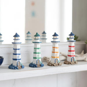 Sculpture de <span class=keywords><strong>phare</strong></span> de style nautique en résine, ornement de table, décoration de maison côtière, décoration de salon, bureau, bureau à domicile - Product Image 1