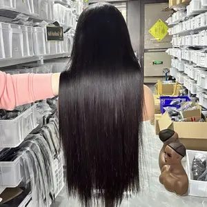 Peruca vietnamita não processada cru barata de 28 polegadas pré-branqueada com nós de cabelo humano fornecedor de cores por atacado