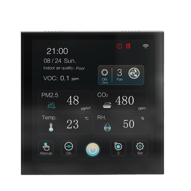 WiFi LCD Smart Square Thermostat with Weather & Humidity Sensor for Hospital HVAC Systems-Energy Saving & Easy Install