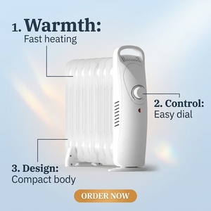 Radiateur <span class=keywords><strong>électrique</strong></span> OEM portable pour usage domestique, à 5/7/9/11 ailettes, à huile, avec prise US - Product Image 3