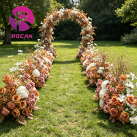 Composition florale artificielle en soie, guirlande de fleurs orange champagne et fleurs de pampa pour la décoration de toile de fond d'événements de mariage