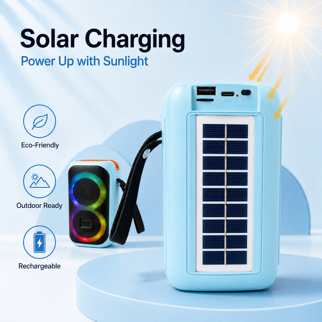 Compact Portable Design Wireless Music Solar-powered BT Speaker RGB Party Light with Handy Wrist Strap for Poolside Party
