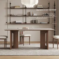 Ensemble de table à manger en dalle de pierre, style moderne minimaliste, 6 places, pour salle à manger avec design gain de place