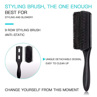 Ensemble de 4 brosses à cheveux démêlantes et de peignes Logo personnalisé Peigne à coussin d'air noir Ensemble de brosses à cheveux de massage